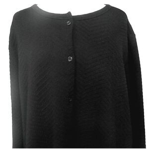 Erika Black Raised Chevron Knit Button Front Top Long Sleeve PLUS 3X NEW